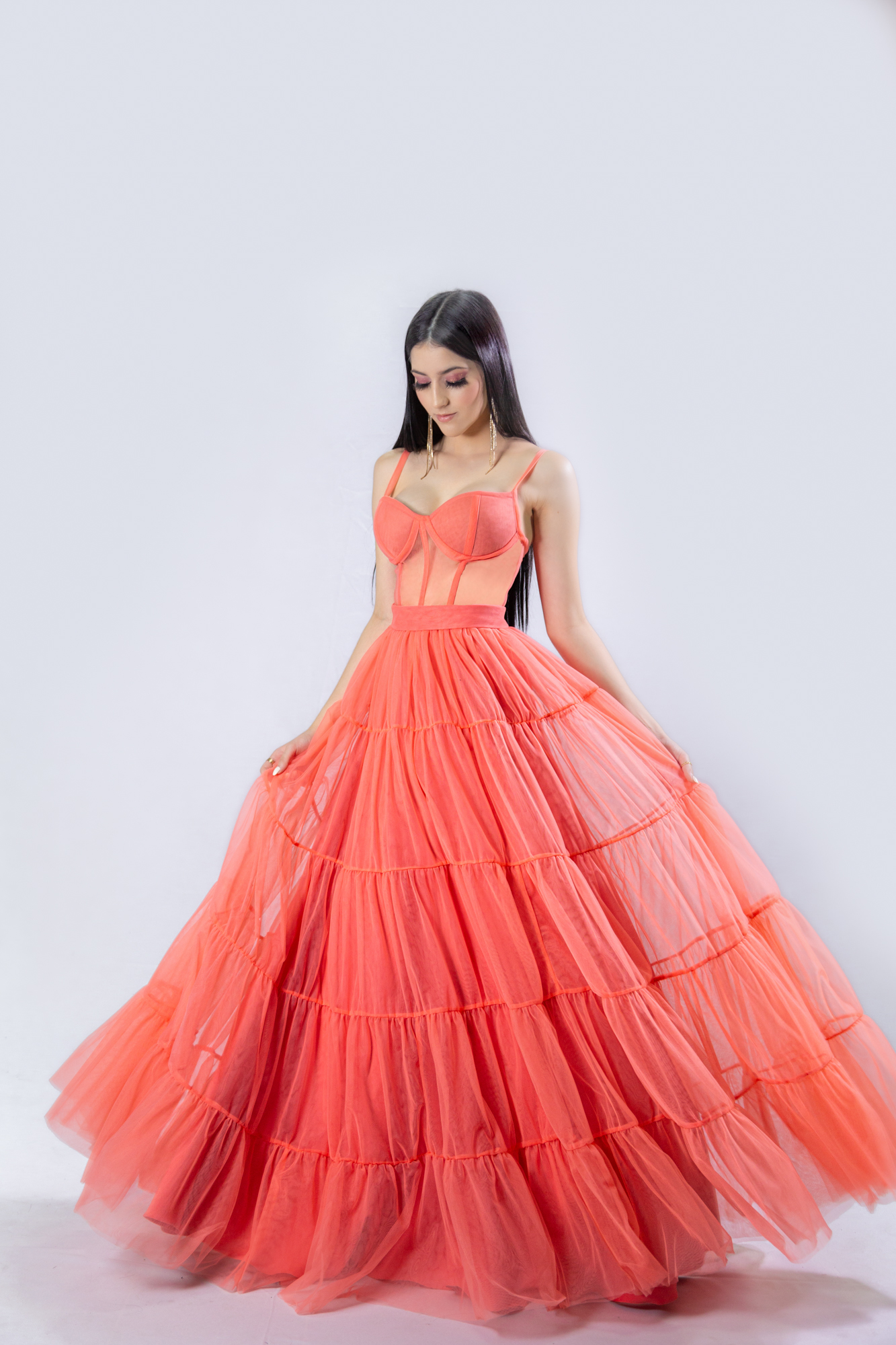 coral tulle skirt