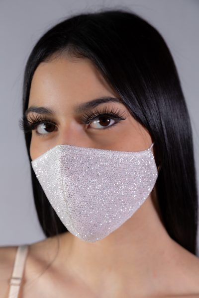 Máscara prata glitter - Atelier Fernanda Baião Alta 